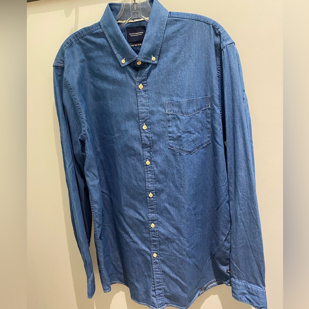NWT Scotch & Soda Men's Blue Denim Shirt